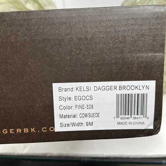 Kelsi Dagger Brooklyn Ego Suede Ankle Boots Olive Green Point Toe Block Heel 9