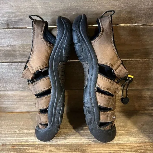 Kids Keen Newport H2 Brown Leather‎ Outdoor Hiking Water Shoes Sandals Size 4 Y