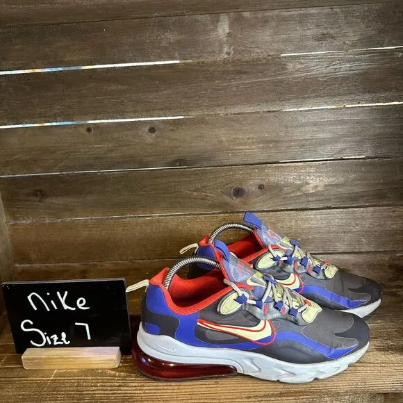 Kids Nike Air Max 270 React GS Gray Athletic Casual Sneakers Shoes Size 7 Y GUC‎