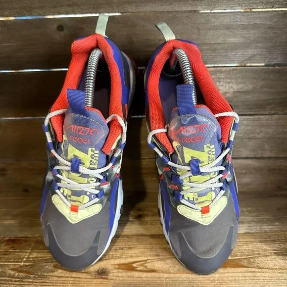 Kids Nike Air Max 270 React GS Gray Athletic Casual Sneakers Shoes Size 7 Y GUC‎