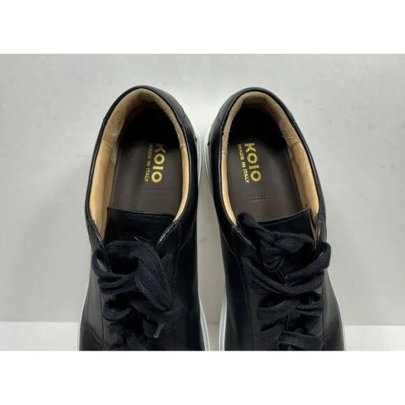 KOIO Capri Low Top Sneaker Black Leather Lace Up Casual Mens Size 11 / 44 Shoes