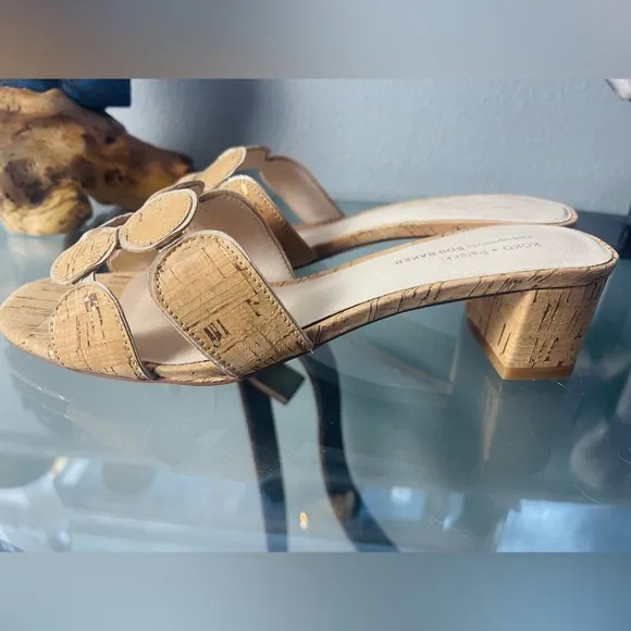 Koko   Palenki Lively Slide Cork Leather Wrapped Block Heel Sandals Sz 8