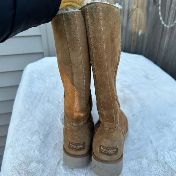 Koolaburra by UGG Women's Brown Shearling Tall Boots Wedge Heel Size 8