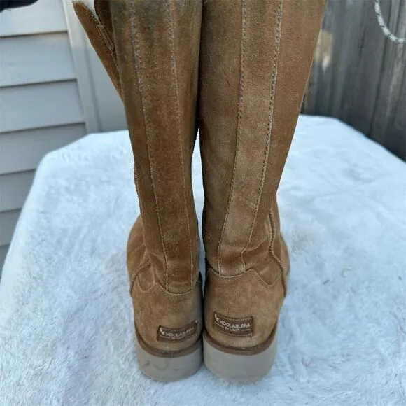 Koolaburra by UGG Women's Brown Shearling Tall Boots Wedge Heel Size 8