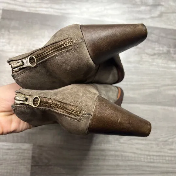 Kork Ease Castaneda Ankle Boots Booties Heeled Leather Suede Size 6 1/2