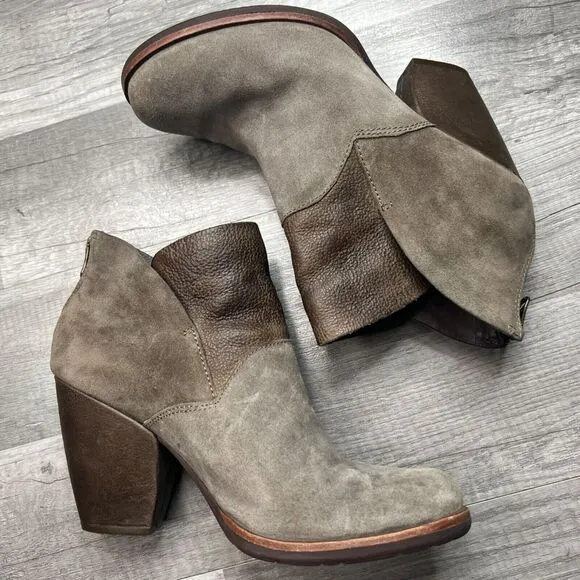 Kork Ease Castaneda Ankle Boots Booties Heeled Leather Suede Size 6 1/2
