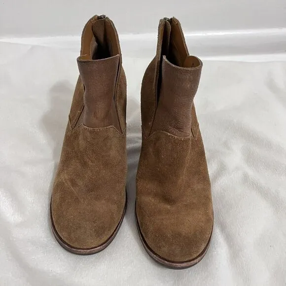KORK EASE Castaneda Women's 8 Brown Suede Leather Zip Ankle Boot Heels Bohemian