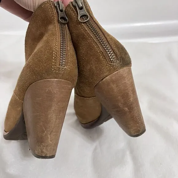 KORK EASE Castaneda Women's 8 Brown Suede Leather Zip Ankle Boot Heels Bohemian