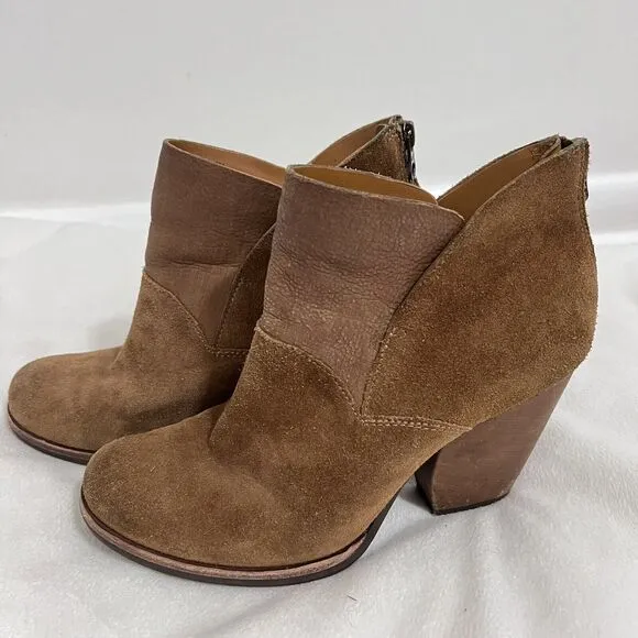 KORK EASE Castaneda Women's 8 Brown Suede Leather Zip Ankle Boot Heels Bohemian