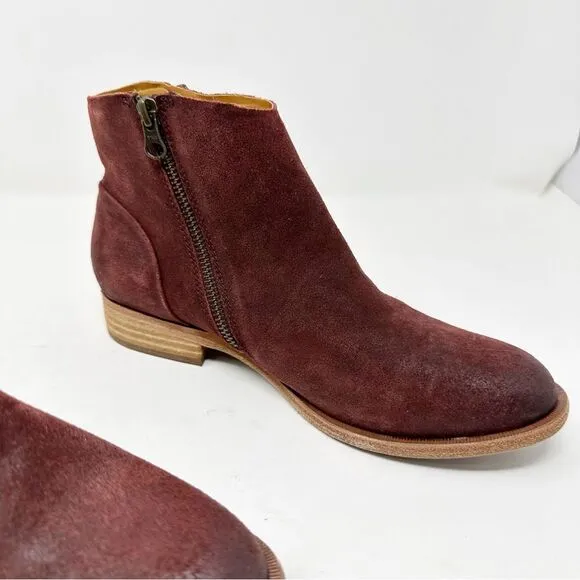 Kork Ease Maroon Suede Ankle Boots Leather Size 7.5