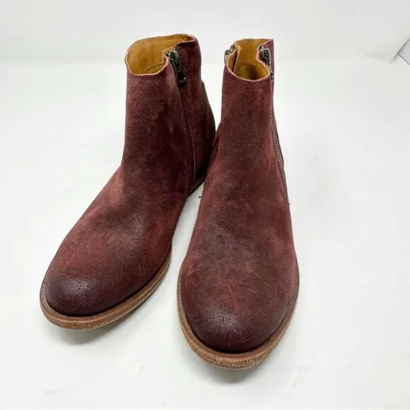 Kork Ease Maroon Suede Ankle Boots Leather Size 7.5