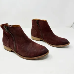 Kork Ease Maroon Suede Ankle Boots Leather Size 7.5