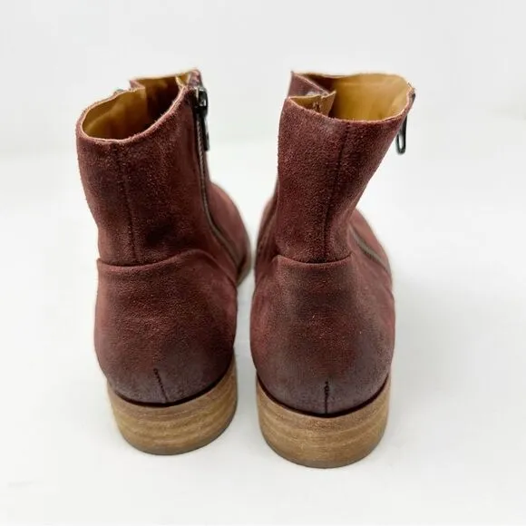 Kork Ease Maroon Suede Ankle Boots Leather Size 7.5