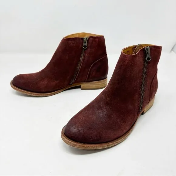 Kork Ease Maroon Suede Ankle Boots Leather Size 7.5
