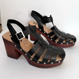 Korks Whitney Black Studded Chunky Platform Sandals