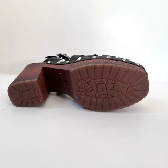Korks Whitney Black Studded Chunky Platform Sandals