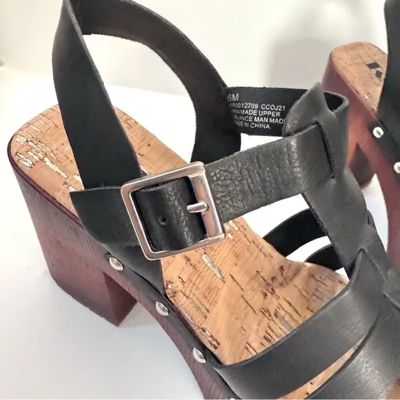 Korks Whitney Black Studded Chunky Platform Sandals