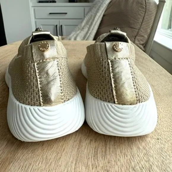 Kurt Geiger London Slip On Sneakers Gold Knit Eagle Logo Casual Shoes 39