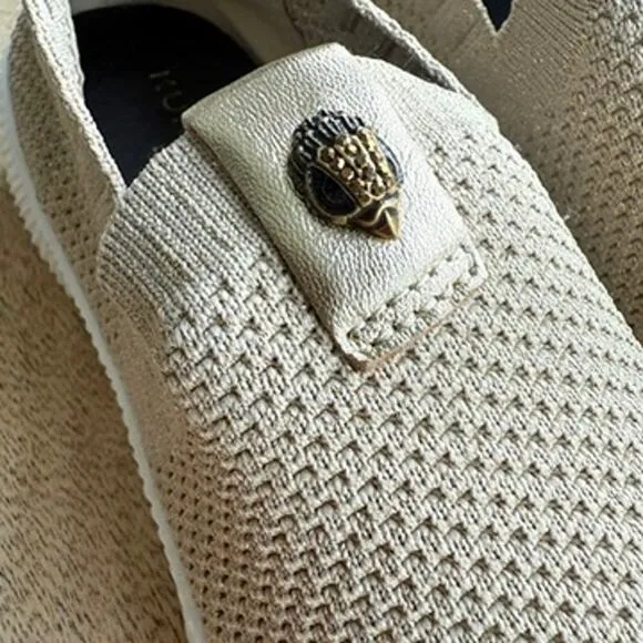 Kurt Geiger London Slip On Sneakers Gold Knit Eagle Logo Casual Shoes 39