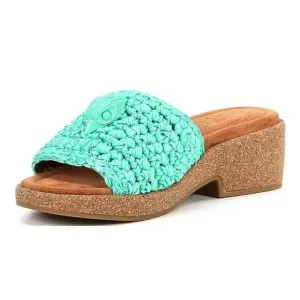 Kurt Geiger Sandals Women's Green Eagle Crochet Cork Slide Sandals Size 39.5