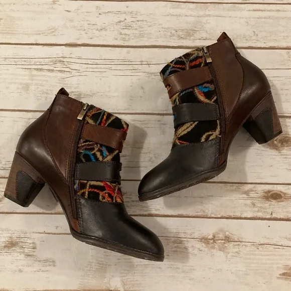 L' Artiste Spring Step Redding Ankle Boots Brown Multi EUR 42/US 10.5-11