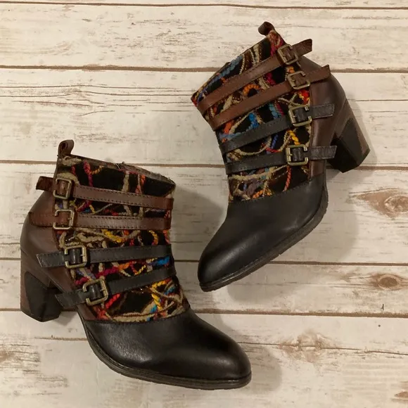 L' Artiste Spring Step Redding Ankle Boots Brown Multi EUR 42/US 10.5-11