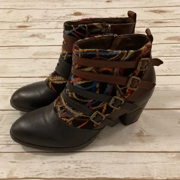 L' Artiste Spring Step Redding Ankle Boots Brown Multi EUR 42/US 10.5-11