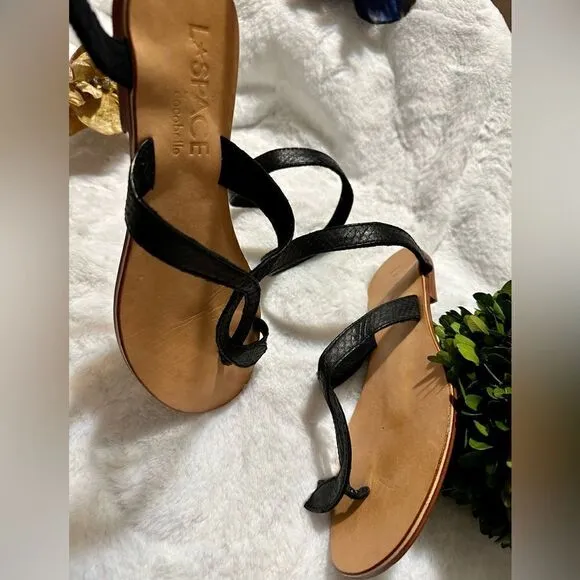 L Space Black Leather Gladiator Sandals – Size 7.5