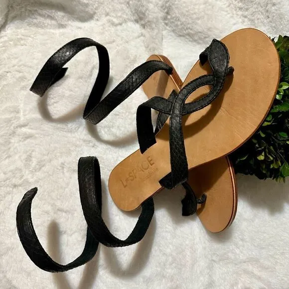 L Space Black Leather Gladiator Sandals – Size 7.5