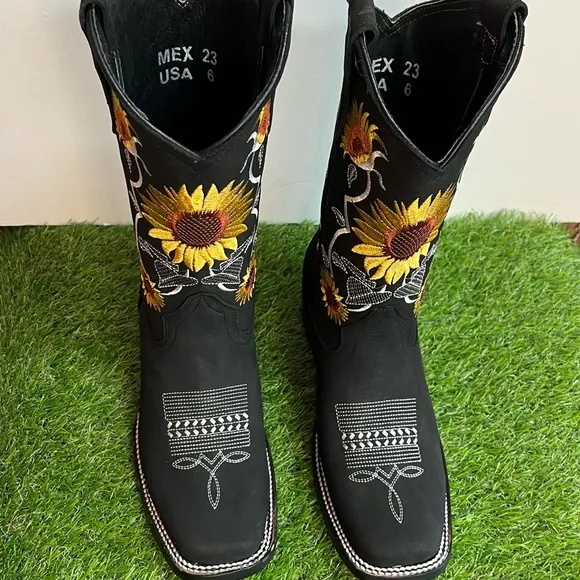 Ladies Leather Cowgirl Rodeo Western Mexican Boots Bota Mujer Vaquera de piel