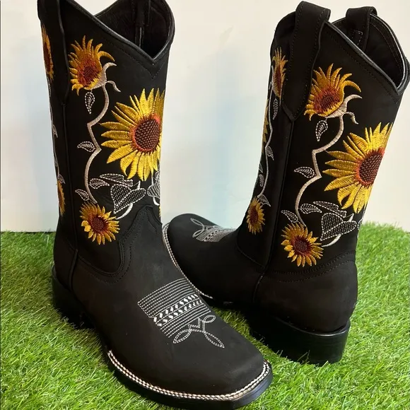 Ladies Leather Cowgirl Rodeo Western Mexican Boots Bota Mujer Vaquera de piel