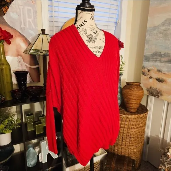 Lafayette 148 New York Ribbed Stylish Casual V- Neck Sweater.
