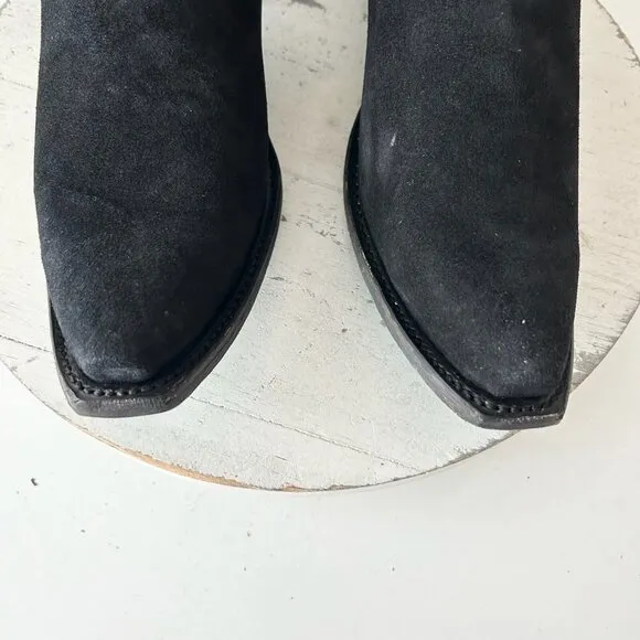 Lane EMMA JANE Womens Cowboy Boots 8.5 Black Suede Western Cowgirl Mid Calf