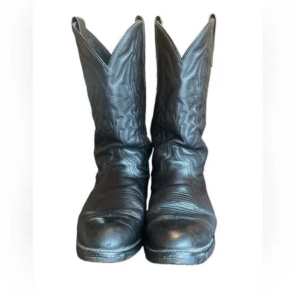 Laredo Black Jacksonville Round Toe Cowboy Boots, Men’s Size 9EW, Rodeo, Ranch