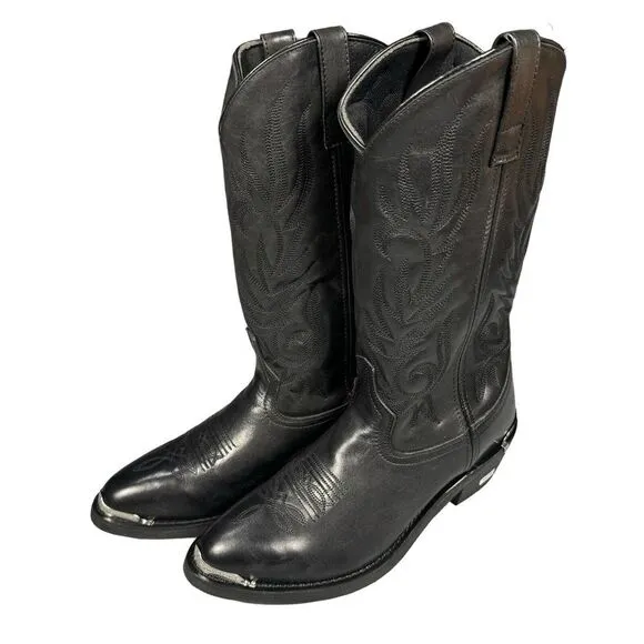 Laredo Mccomb Boots Men's 10D Round Toe‎ Cowboy Black Casual Western Leather