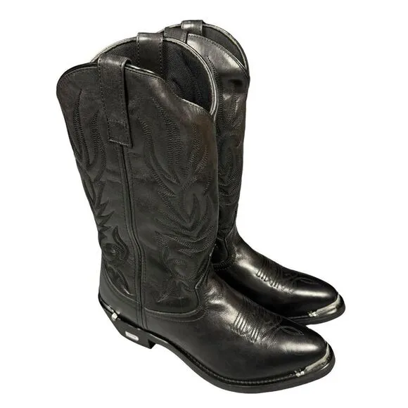 Laredo Mccomb Boots Men's 10D Round Toe‎ Cowboy Black Casual Western Leather