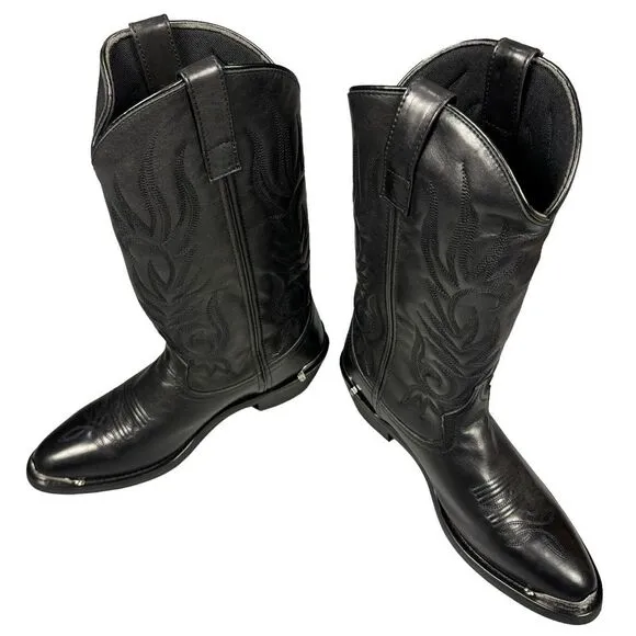 Laredo Mccomb Boots Men's 10D Round Toe‎ Cowboy Black Casual Western Leather