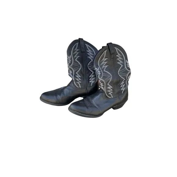Laredo Men's Birchwood Black Western Cowboy Boots Size 10.5 ew Mid-Calf