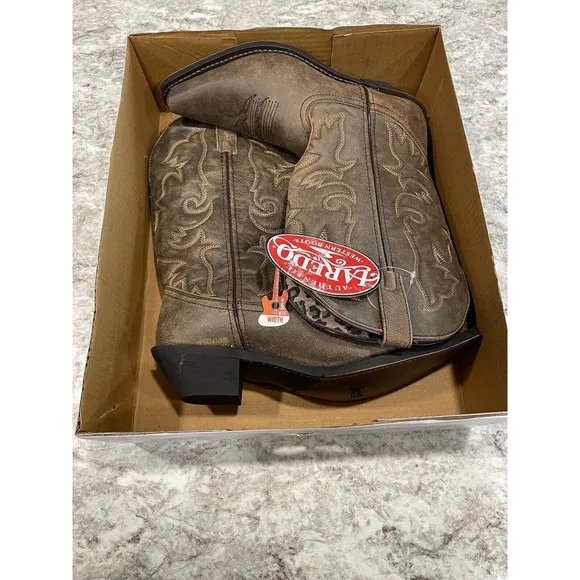 Laredo Womens Access Cowboy Boots Leather Black/Tan NIB 10W