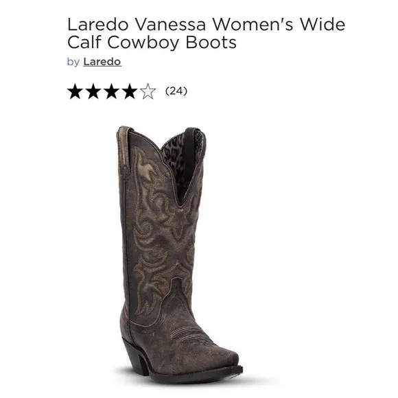 Laredo Womens Access Cowboy Boots Leather Black/Tan NIB 10W