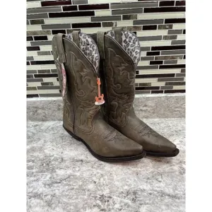 Laredo Womens Access Cowboy Boots Leather Black/Tan NIB 10W