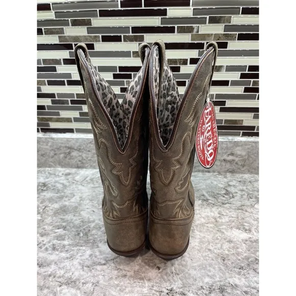 Laredo Womens Access Cowboy Boots Leather Black/Tan NIB 10W