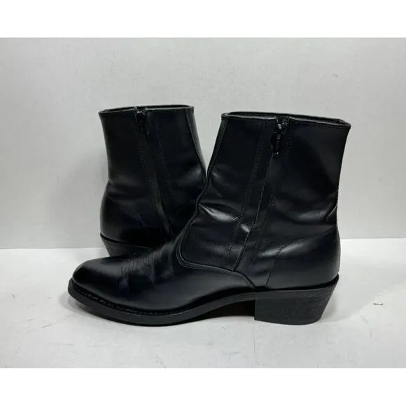 Laredo 62001 Long Haul Mens Black Leather Side Zip Ankle Boots Size 9.5 EW
