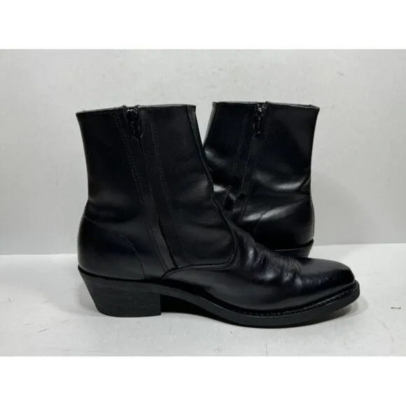 Laredo 62001 Long Haul Mens Black Leather Side Zip Ankle Boots Size 9.5 EW