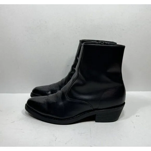 Laredo 62001 Long Haul Mens Black Leather Side Zip Ankle Boots Size 9.5 EW
