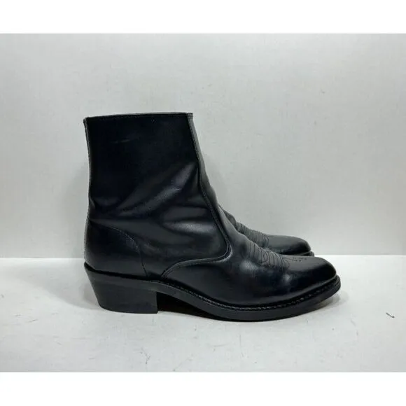 Laredo 62001 Long Haul Mens Black Leather Side Zip Ankle Boots Size 9.5 EW