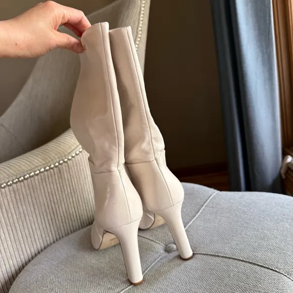 LARROUDÉCINDY BOOT IN BONE LEATHER Cream color
