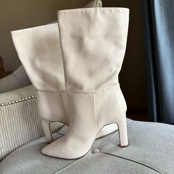 LARROUDÉCINDY BOOT IN BONE LEATHER Cream color