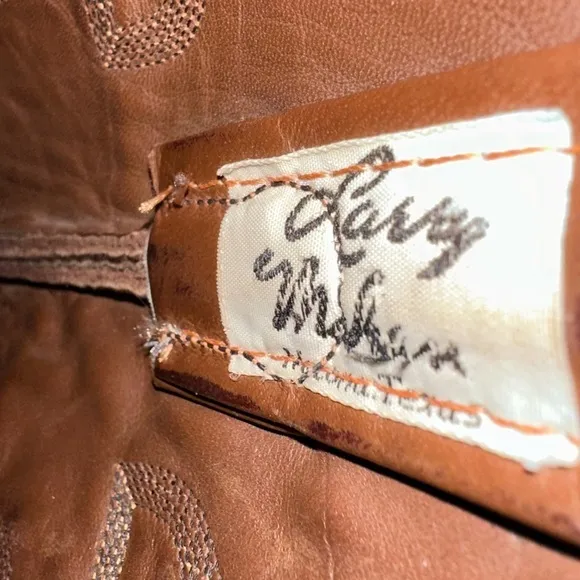 LARRY MAHAN OSTRICH LEATHER COWBOY BOOTS SIZE 9.5