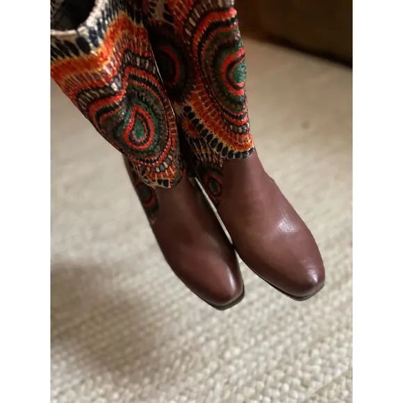 L'ARTISTE  Boot US Size | 7.5 Beautiful Patterned  Boho / Western Style Brown